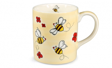 Keramisk porcelæn kop med bier